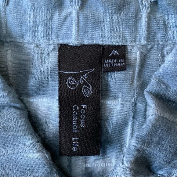 Focus Blue Checkered 3/4 Sleeve Women’s Button Down Shirt Size M - Picture 5 of 5